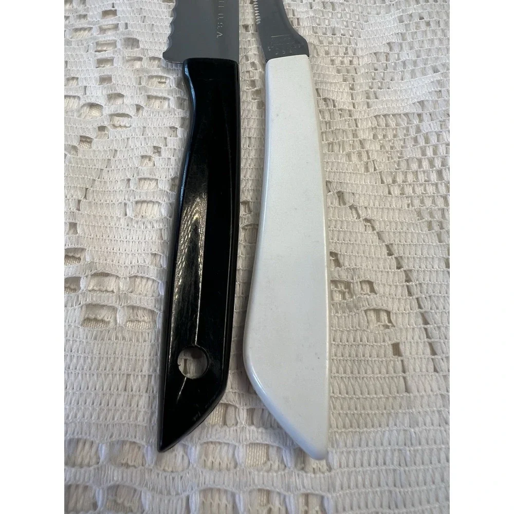 VTG EKCO Stainless Steel USA Steak Knives Black & White Handles 2 Styles